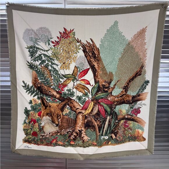 Les Copains Fringe Fox Nature Print Scarf Wrap - Picture 1 of 8
